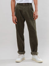 Corduroy Pleated Chino Pants Stone Green