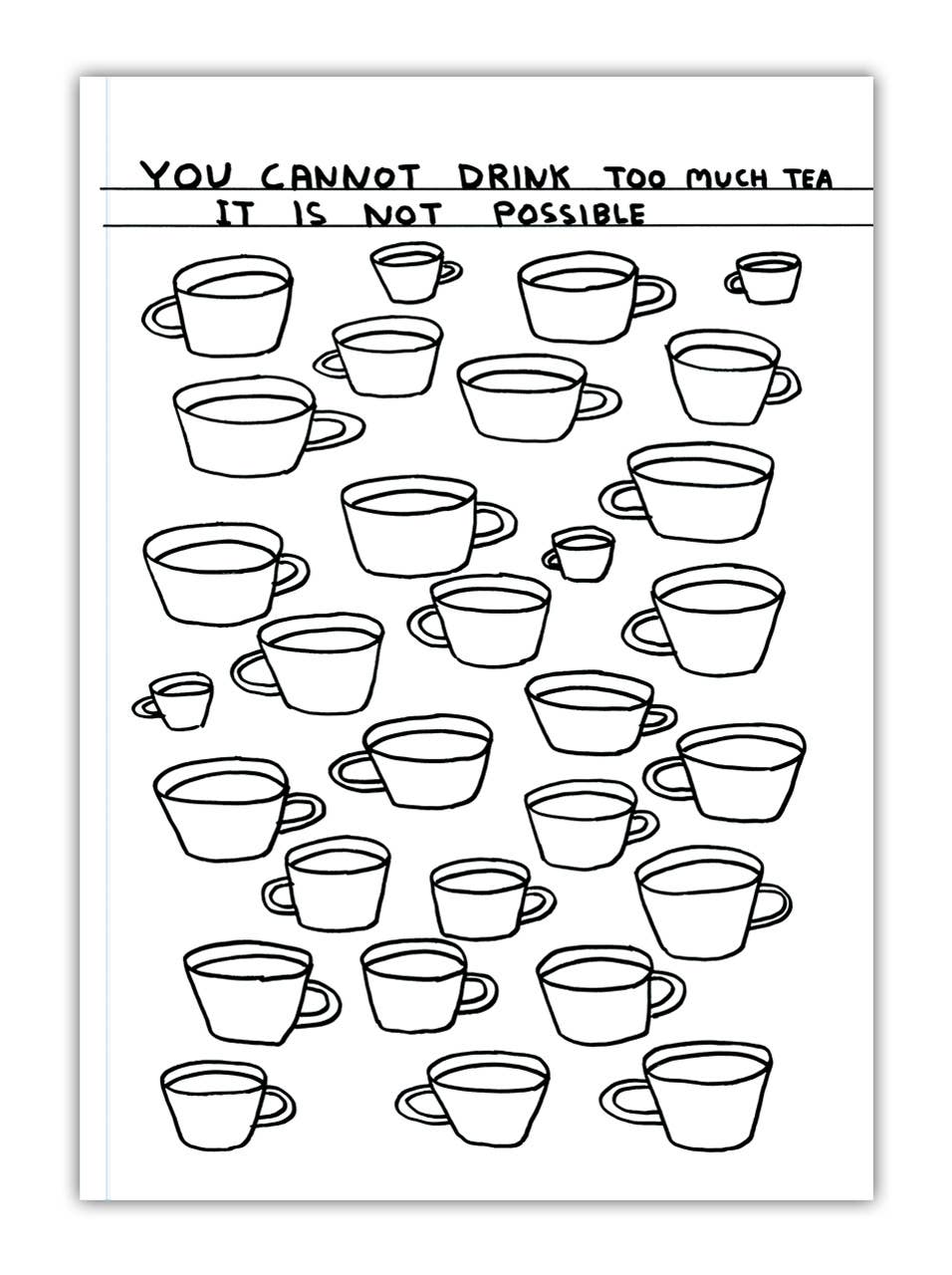 David Shrigley A5-Notizbuch Trink Too Much Tea