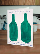 Lustige Grußkarte mit zwei Flaschen Wein von David Shrigley